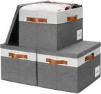 Caixas de armazenamento GHVyennTtes (pacote com 3) com tampas e etiqueta 26L cinza