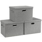 Caixas de armazenamento Graciadeco Large 36L com tampas, 3 pacotes de linho cinza