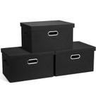 Caixas de armazenamento Graciadeco Medium 14-20L com tampas, 3 pacotes pretos