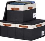 Caixas de armazenamento grandes GHVyennttes com tampas, pacote com 3 unidades, pretas (26 L)