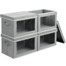 Caixas de armazenamento Homsorout Large com tampas, pacote com 4 unidades, cinza claro
