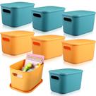 Caixas de armazenamento Hoolerry 8 peças de plástico com tampa 26x18x16cm verde/amarelo