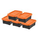 Caixas de armazenamento IRIS USA 11,4 litros com fechadura, pacote com 5 pretos/laranja