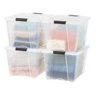 Caixas de armazenamento Iris USA 54 Qt de plástico empilhável com tampas, pacote com 4