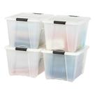 Caixas de armazenamento Iris USA 54 Qt de plástico empilhável com tampas, pacote com 4