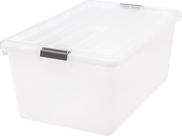 Caixas de armazenamento Iris USA 68L empilháveis com tampas, 1 pacote transparente