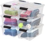 Caixas de armazenamento Iris USA de plástico empilhável de 13 Qt com tampas, pacote com 6