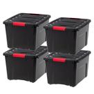 Caixas de armazenamento IRIS USA de plástico empilhável de 40 Qt com tampas, pacote com 4
