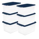 Caixas de armazenamento Sterilite Color Program 64Qt, pacote com 6 tampas azuis