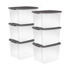 Caixas de armazenamento Sterilite ShelfTote 50L de plástico transparente, pacote com 6