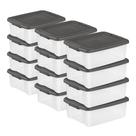Caixas de armazenamento Sterilite ShelfTote de plástico transparente de 25 litros, pacote com 12 Caixas de armazenamento Sterilite ShelfTote de plástico transparente de 25 litros, pacote com 12