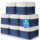 Caixas de armazenamento: tecido dobrável meekoo, pacote com 8, azul e branco