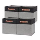 Caixas de armazenamento Temary Fabric Cube, 30 cm, preto e cinza, pacote com 4
