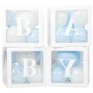Caixas de bebê Voircoloria para chá de bebê com letras azuis Caixas de bebê Voircoloria para chá de bebê com letras azuis