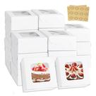 Caixas de biscoitos KGVZPT brancas com janela 50 unidades 10x10x6cm com adesivos
