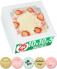 Caixas de bolo Baregamyan 25 unidades de 25 x 25 x 12,5 cm com janela branca