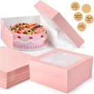 Caixas de bolo DOYIDE 12 x 12 x 6 polegadas rosa com janela, 12 unidades