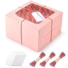 Caixas de bolo DOYIDE, 20 unidades, 20 x 20 x 13 cm, com janela, papelão rosa