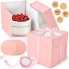 Caixas de bolo DOYIDE 24 unidades de 20 x 20 x 20 cm com janela rosa com tábuas de bolo