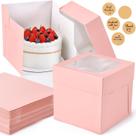 Caixas de bolo DOYIDE rosa quadradas 20x20x20cm, papelão, 12 unidades