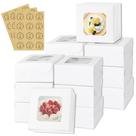 Caixas de bolo KGVZPT brancas com janela 13x13x6cm 50 unidades de papelão