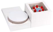 Caixas de bolo Moretoes 15 conjuntos 25x25x20cm com tábuas de bolo brancas