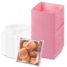 Caixas de charcutaria BUIYLV, pacote com 50 tampas transparentes, 10 cm, rosa