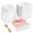 Caixas de charcutaria de papel ZORRITA, pacote com 50, com tampas transparentes, 10x10cm