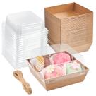 Caixas de charcutaria de papel ZORRITA, pacote com 50, com tampas transparentes, 10x10cm