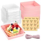 Caixas de charcutaria Kucoele, pacote com 20 polegadas, 5 polegadas, com tampas transparentes, rosa