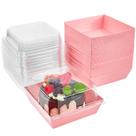 Caixas de charcutaria Kucoele, pacote com 50, com tampas transparentes, 10 cm, rosa