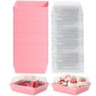 Caixas de charcutaria Norxziore, pacote com 100 tampas transparentes, rosa