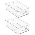 Caixas de contêineres de armazenamento MDesign Ligne com alças, pacote com 2 unidades transparentes