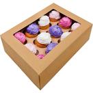 Caixas de cupcake BAKELUV Brown, 12 recipientes para cupcakes, pacote com 50