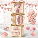 Caixas de decoração Guiruiy 70th Birthday Pink Rose Gold x3