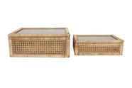 Caixas de exibição decorativas Creative Co-Op Retangle Rattan