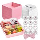 Caixas de guloseimas Leafiew, pacote com 50 unidades transparentes, com garfos, rosa de 5 polegadas (50 ml)