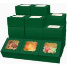Caixas de padaria Bakepacker Deep Green com janela 15x15x7cm 60 unidades