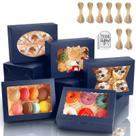 Caixas de padaria KPOSIYA 65 PCS com janela 20x15x6 cm azuis Caixas de padaria KPOSIYA 65 PCS com janela 20x15x6 cm azuis
