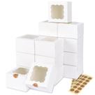 Caixas de padaria Moretoes 50 unidades brancas 10x10x6cm com janela e adesivos