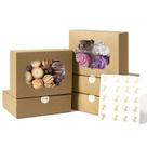 Caixas de padaria Shallive 30 unidades de 20x15x6cm com janelas de papelão marrom