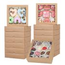 Caixas de padaria TEMLQPACK 30 unidades 20,3 x 20,3 x 5 cm marrons com janela