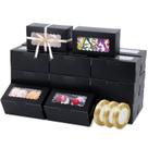 Caixas de padaria Ybaoo Black com janela 65 unidades 16x9x7,5 cm