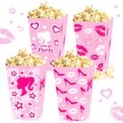 Caixas de pipoca JeveniS Let's Go Party Favors Hot Pink x12