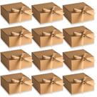 Caixas de presente AIEX 12 peças quadradas de 11,5 x 11,5 x 5 cm com fitas marrons Caixas de presente AIEX 12 peças quadradas de 11,5 x 11,5 x 5 cm com fitas marrons