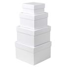 Caixas de presente Briful Square White, conjunto de 4 tamanhos variados