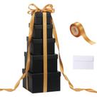 Caixas de presente CHARMGIFTBOX, pacote com 5 caixas pretas com fita