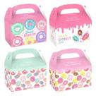 Caixas de presente com tema de donut, 12 peças com alça, papel de 16 x 9,5 x 9,5 cm