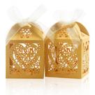 Caixas de presente COTOPHER Laser Cut 100 unidades Thank You Wedding Gold