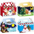 Caixas de presente de Natal, 4 peças com alça, guloseima de papel de 15x9x8cm